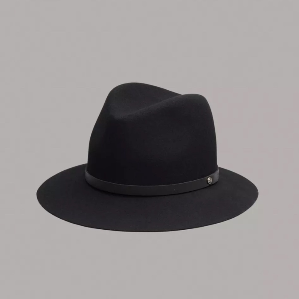 Rag & Bone Floppy Brim Fedora in Black, Size Medium